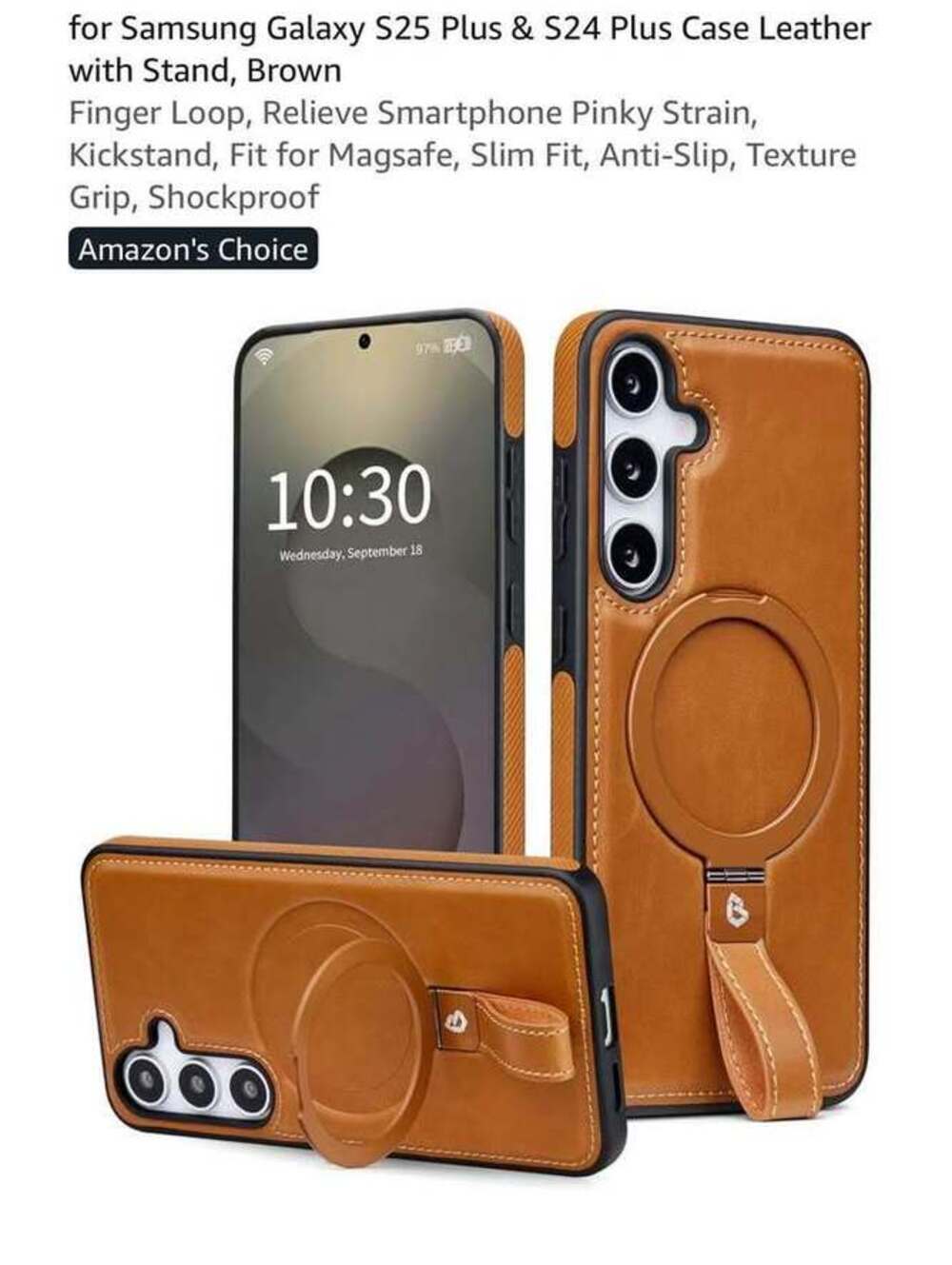 Samsung Galaxy S25 Plus & S24 Plus Leather Case with Stand, Brown